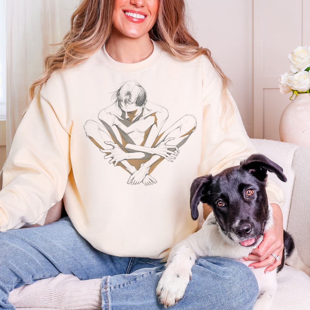 Figure Folding Inward with Many Hands Sweatshirt